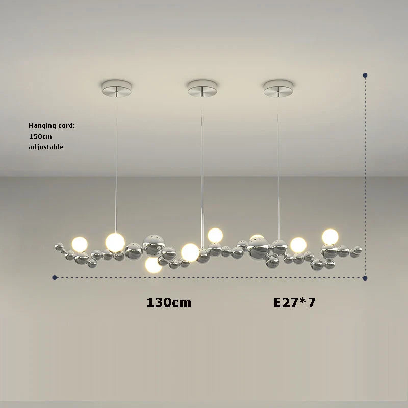 Dimmable LED Hanging Pendant Light for Living Room - Gold Silver Luminaire