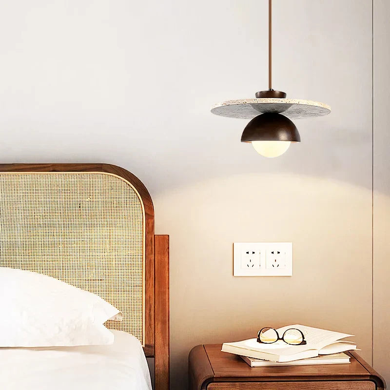 Yellow Travertine Pendant Light: Nordic Minimalism LED Hanging Lamps for Home Decoration