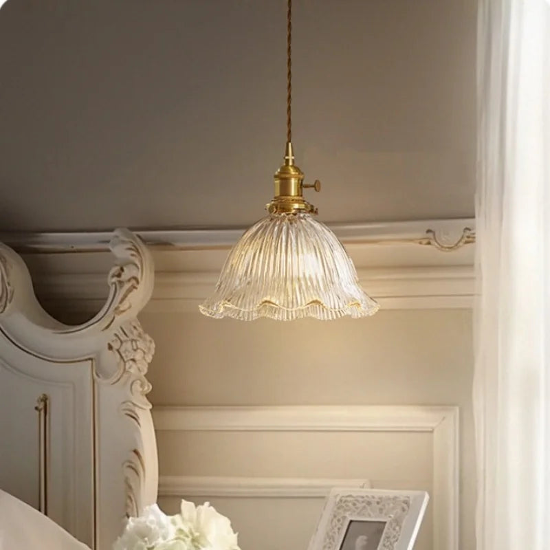 Clear Glass LED Pendant Light for Bedside Living Dining Decor