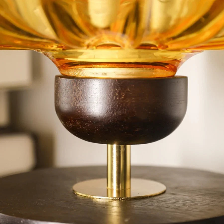 Amber Glass Ceiling Lamp Wood Nordic Modern Bedroom Bathroom Light