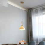 LED Pendant Light Ash Wood White Ceramic Japanese Style Hanging Lamp