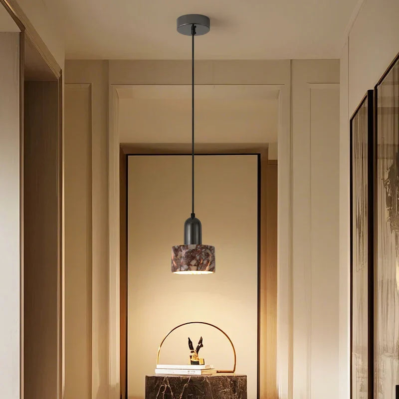 Afralia™ Wabi Sabi LED Pendant: Adjustable Wire, Bulgari Marble, Carbon Steel, Home Decor