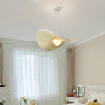 Nordic Beige Pleated Fabric LED Pendant Lights: Stylish Bar Droplight for Dining Room