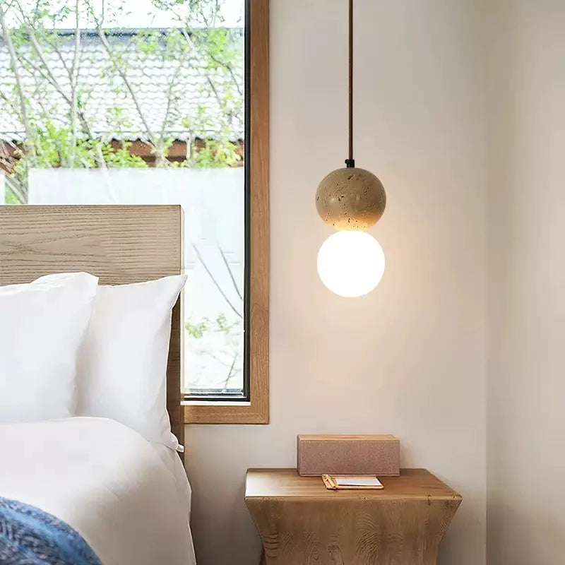 Travertine Stone Pendant Chandelier for Bedroom and Dining Room