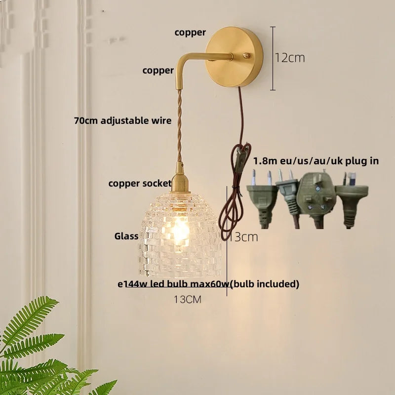 Flower Glass LED Wall Sconce Pull Chain Switch Modern Bathroom Mirror Light