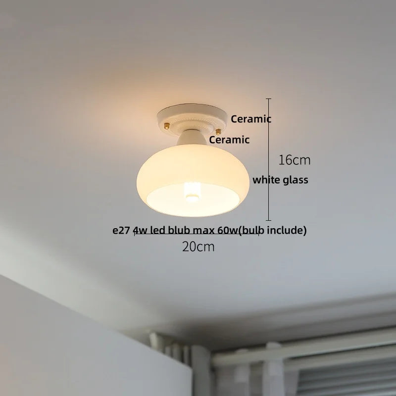Nordic Modern White Flower Ceramic LED Ceiling Light by Afralia™