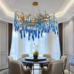 Art Deco Blue Queen Crystal Chandelier for Living Room