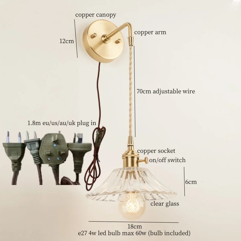 Afralia™ Copper LED Wall Lamp for Bedroom Sofa, Bathroom, Mirror, Stair Light