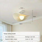 Nordic Beige Pleated Fabric LED Pendant Lights: Stylish Bar Droplight for Dining Room