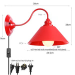 Afralia™ Edison Red LED Wall Lights - Iron Industrial Vintage Bedside Lamp