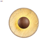 Retro Wood LED Wall Sconce, Yellow Travertine Stone Room Decor Stair Light