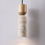 Yellow Travertine LED Pendant Light - Modern Wood Nordic Hanging Lamp