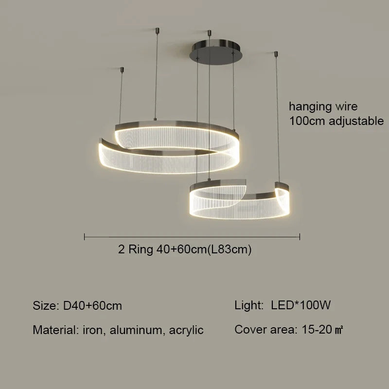 Modern Acrylic LED Semicircle Pendant Light Chandelier for Living Room and Bedroom