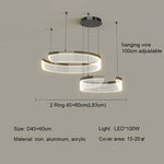 Modern Acrylic LED Semicircle Pendant Light Chandelier for Living Room and Bedroom