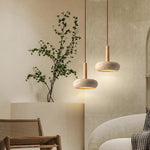 Travertine Stone Art Pendant Chandelier LED Light for Bedroom Bedside