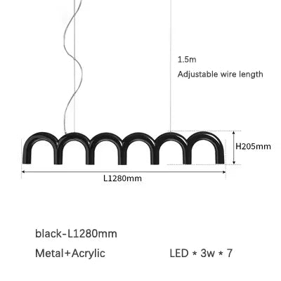 Blue Metal Arch Chandelier Pendant Light - Modern Design for Home Décor