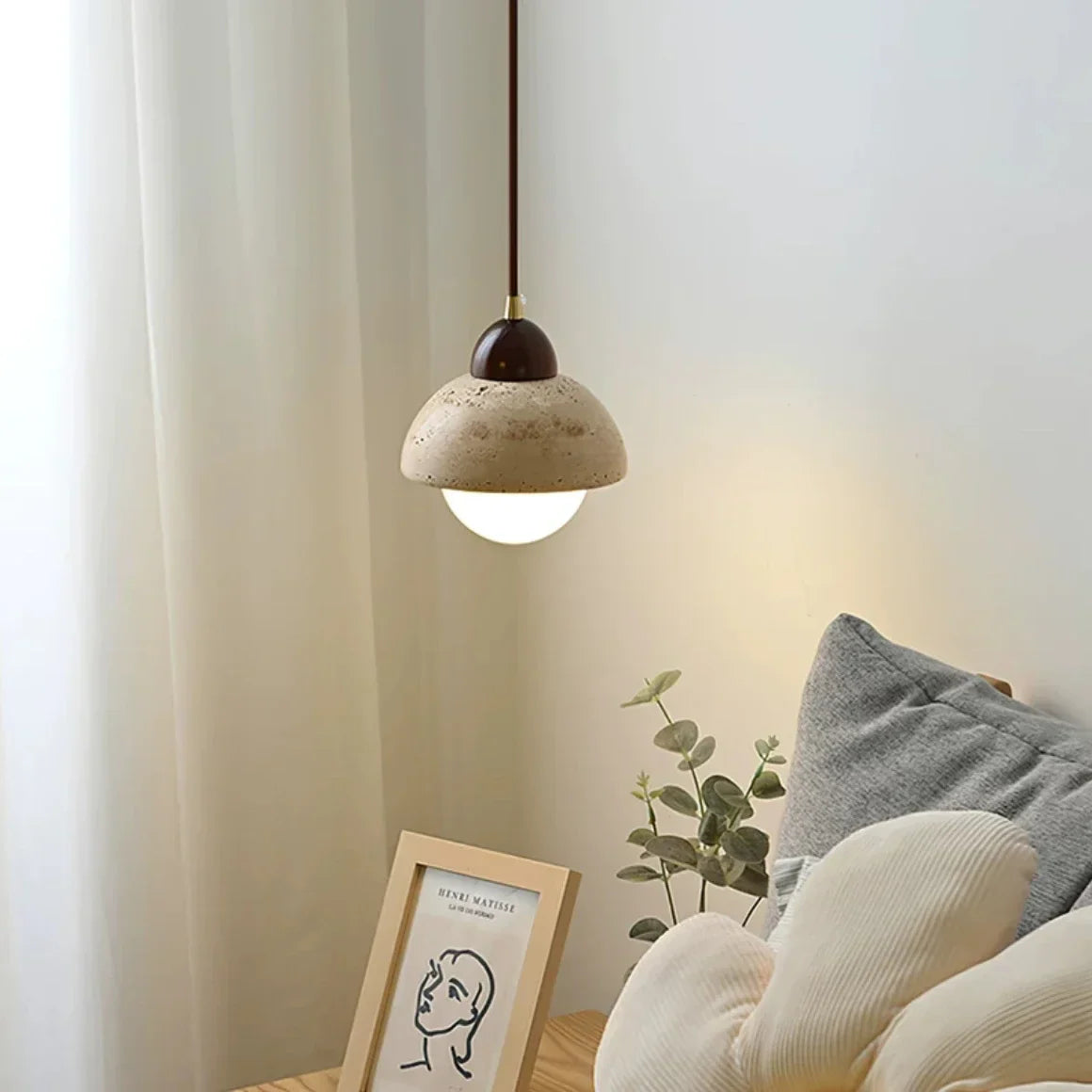 Cave Stone Pendant Light Ceiling Hanging Lamp for Bedroom and Dining Room