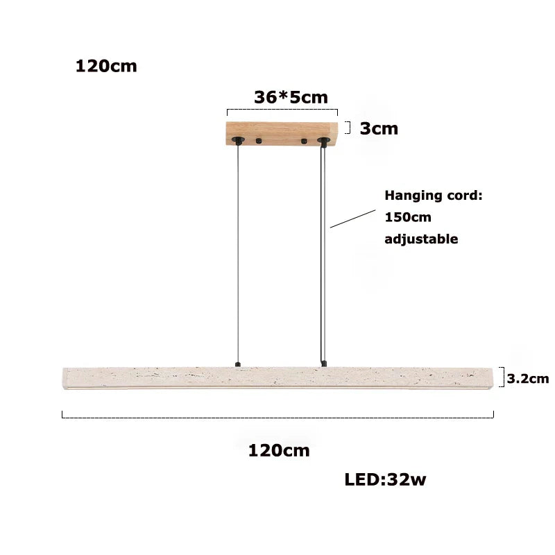 LED Natural Stone Round Linear Chandelier - Dimmable, Ceiling Hanging Lamps