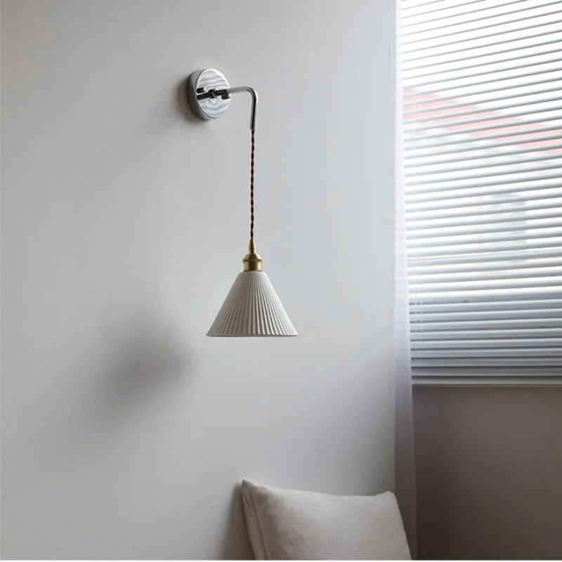 Ceramic LED Wall Light with Pull Chain Switch - Nordic Design