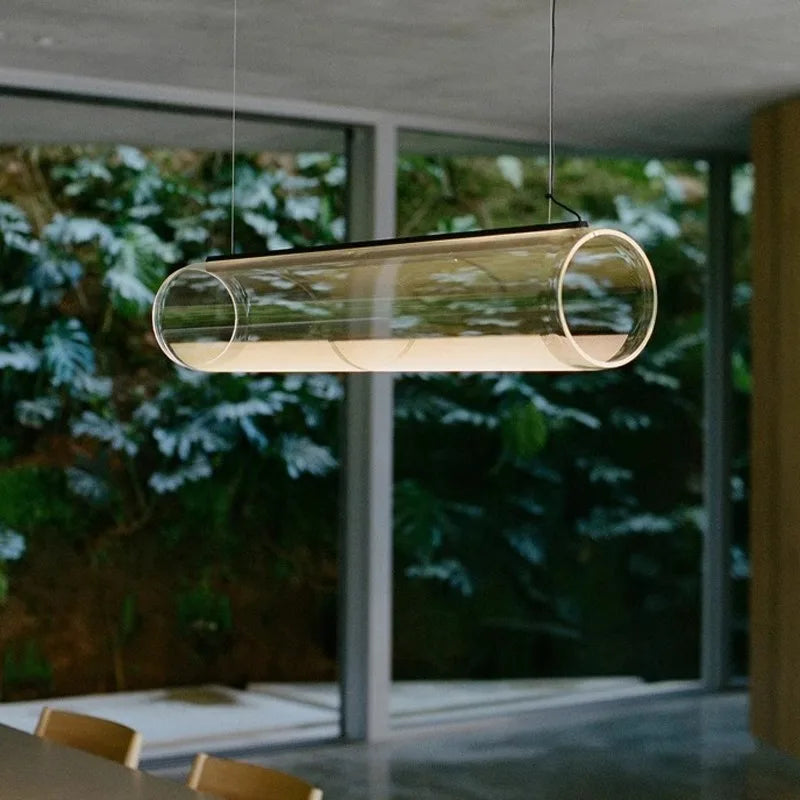 Clear Glass Cylinder Chandelier - Modern Decorative Indoor Suspension Lamp