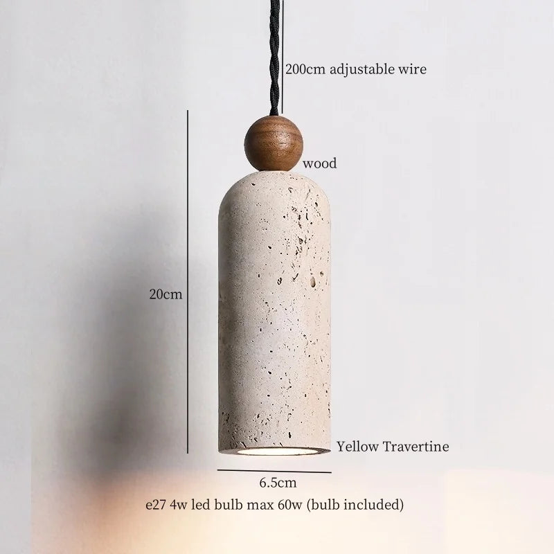 Afralia™ Wabi Sabi LED Pendant Lamps Yellow Travertine Hanging Light for Home Decor