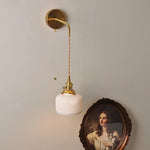 Ceramic Copper Wall Light Fixture with Pull Chain Switch, E27 LED, Modern Nordic Design