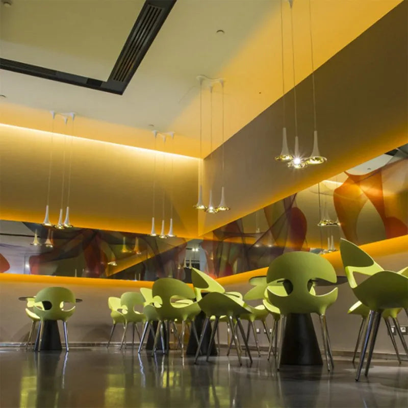 Minimalist Gold & White Pendant Light for Living Room & Bedroom