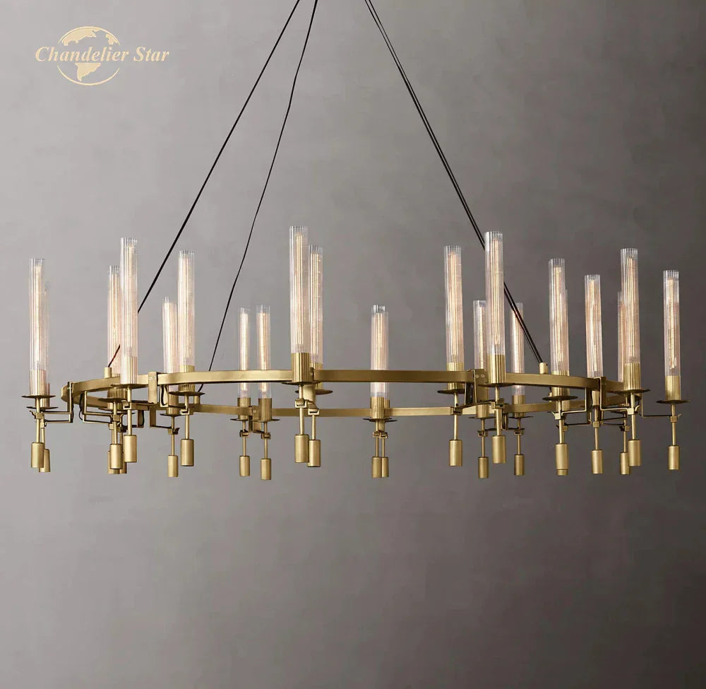 LED Round Glass Chandelier for Living Dining Room Lighting