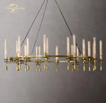 LED Round Glass Chandelier for Living Dining Room Lighting