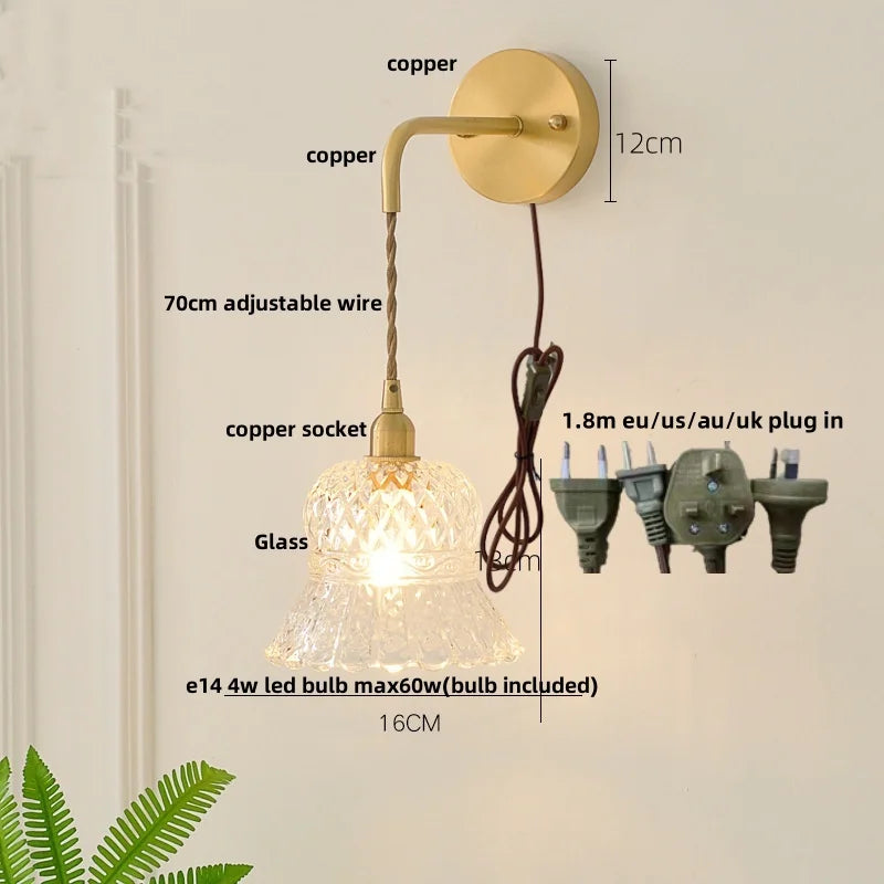 Afralia™ Glass LED Wall Sconce: Modern Nordic Design with Pull Chain Switch