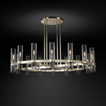Modern Copper Glass Black Gold Round Chandelier LED Lighting Fixture