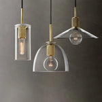 Clear Glass LED Pendant Light Gold Metal ChandelierMarshalAsLED Hanging Lamp