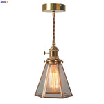 Glass LED Pendant Lights Japanese Brass Hanging Lamp for Kitchen Living Room