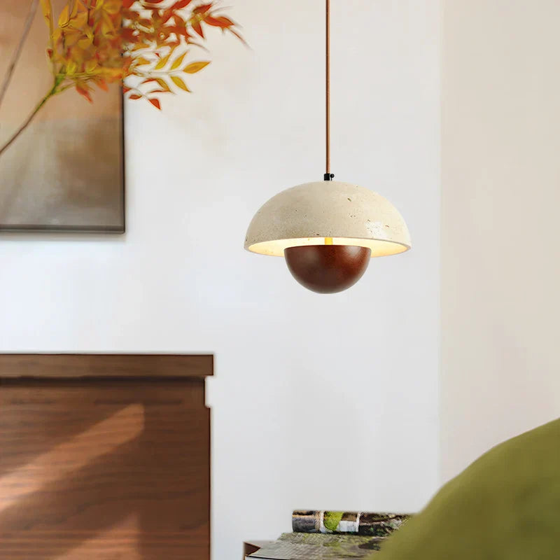 Wabi Sabi Cement LED Pendant Lamps: Minimalist Nordic Hanging Light for Bedroom, Living, Dining Room