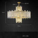 Art Deco Golden Copper Glass Chandelier LED Lighting Fixture