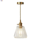 Afralia™ Clear Glass LED Pendant Light Fixture Modern Copper Knob Switch Hang Lamp