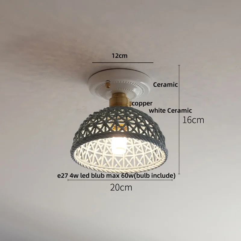 Nordic Modern White Flower Ceramic LED Ceiling Light by Afralia™