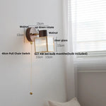 Clear Glass LED Wall Sconce Walnut Wood Bedroom Living Room Modern Fixture