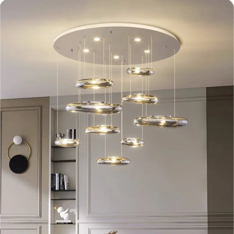 Chrome LED Ceiling Chandelier Cobblestone Pendant Lights - Modern Luxury Luminarias Fixtures