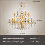 Crystal Pendant Chandelier Foyer Light Luxury Candle Design Led Lamparas