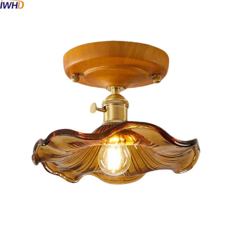 Brass Glass Ceiling Lamp Modern LED Light Fixture - Elegant Home Decor