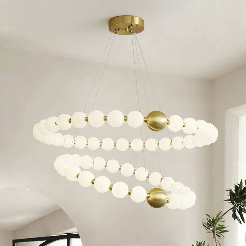 Gold Acrylic LED Ceiling Chandelier for Living Room Bedroom Pendant Lighting