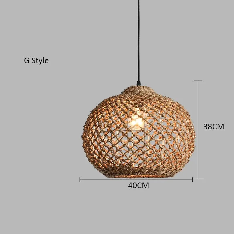 Hand-woven Natural Rattan Chandelier Pendant Light for Living Room Décor