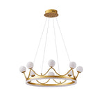 Glass Crown Chandelier Pendant Light for Bedroom Ceiling, Modern Suspension Lamp