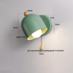 Wood Iron LED Wall Lights with Pull Chain Switch for Modern Living Spaces