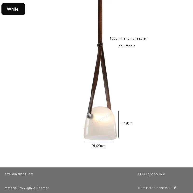 Glass Pendant Chandelier: Modern Leather Belt Luxury LED Lighting for Home Decor