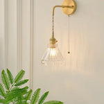 Nordic Glass Wall Lights LED Sconce Pull Chain Switch Adjustable Wire Bedside Lamp