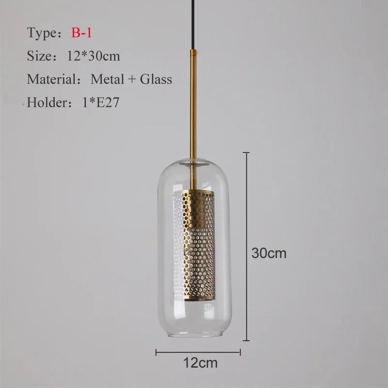 Nordic Glass Pendant Light for Kitchen Coffee Bar Dining