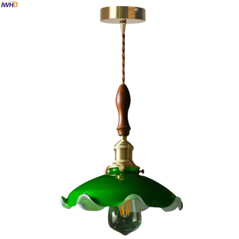 Green Glass LED Pendant Lamp for Living & Dining Room Decor