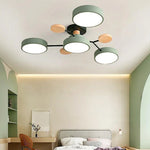 Modern LED Ceiling Lamp - Wood Round Ceiling Lights Macaron Chandelier